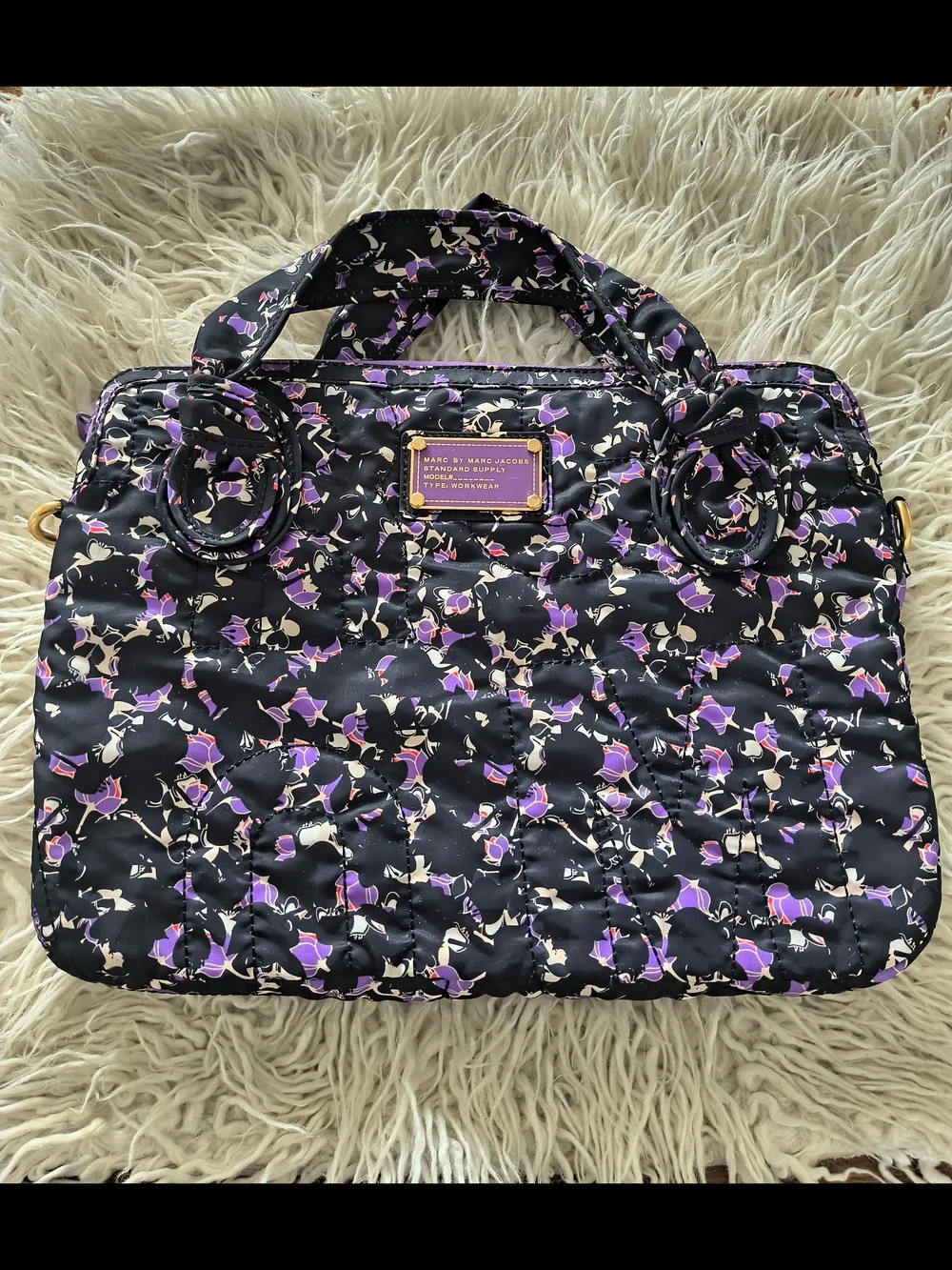 Marc by Marc Jacobs Black & Purple Quilted Tote